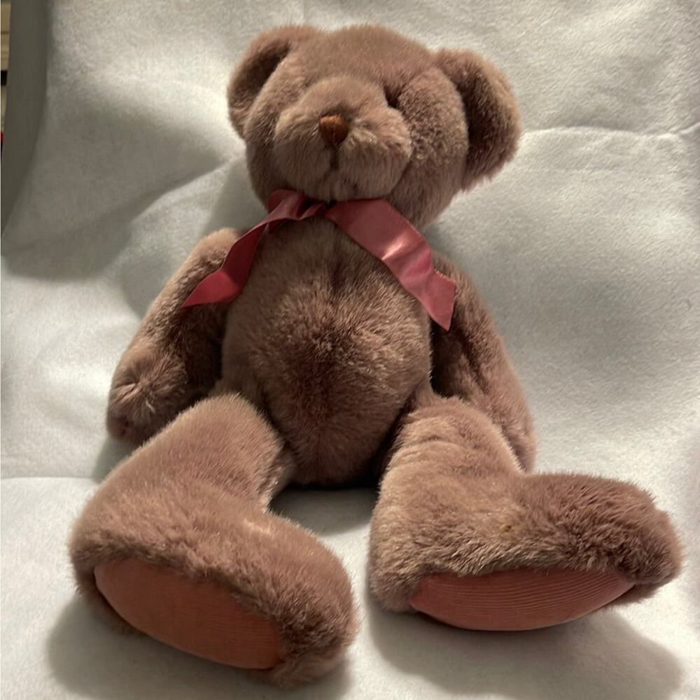 Russ Berrie Bear Hugs 16" Large Bean Mauve Teddy Bear Plush #7985